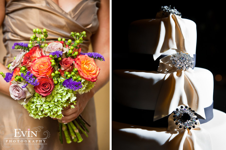 Bridal Bouquet & Wedding Cake with Antique Broaches in Brentwood, TN