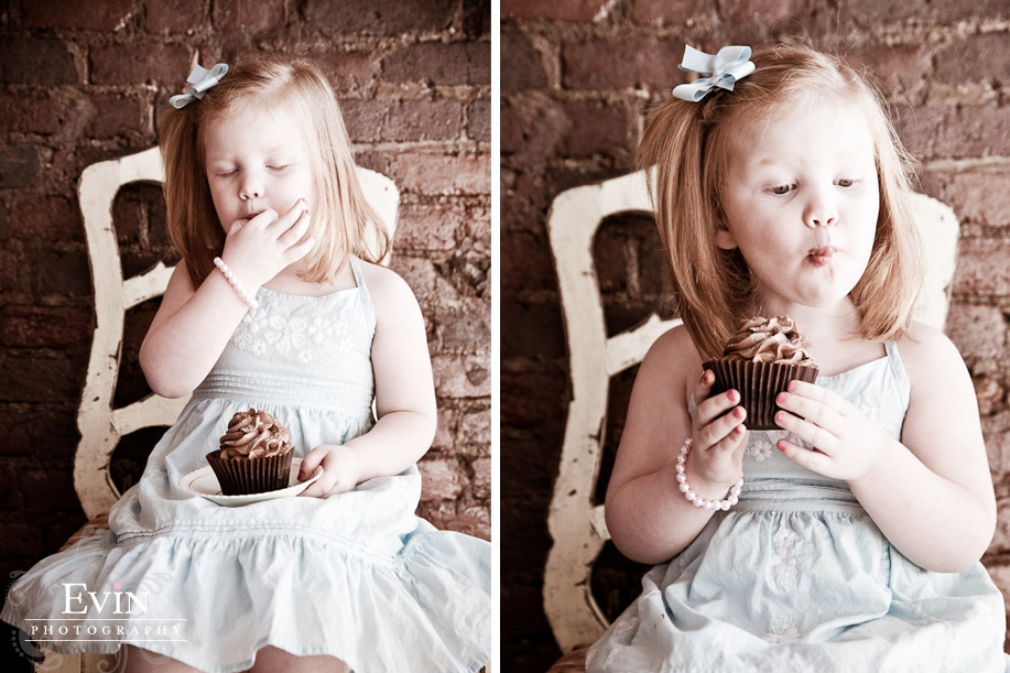 Child Portraits with cupcakes in Downtown Franklin, TN