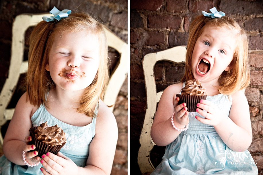 Child Portraits with cupcakes in Downtown Franklin, TN