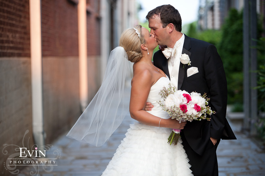 Bride and Groom kissing at The Factory at Bethany & Jay Alexander's Wedding in Franklin, TN