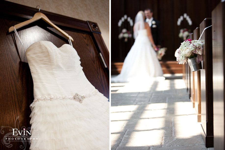 Brides dress in Brentwood Baptist Church at Bethany & Jay Alexander's Wedding in Brentwood, TN