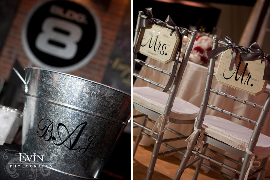 Monogramed wedding items at The Factory in Franklin, TN wedding reception