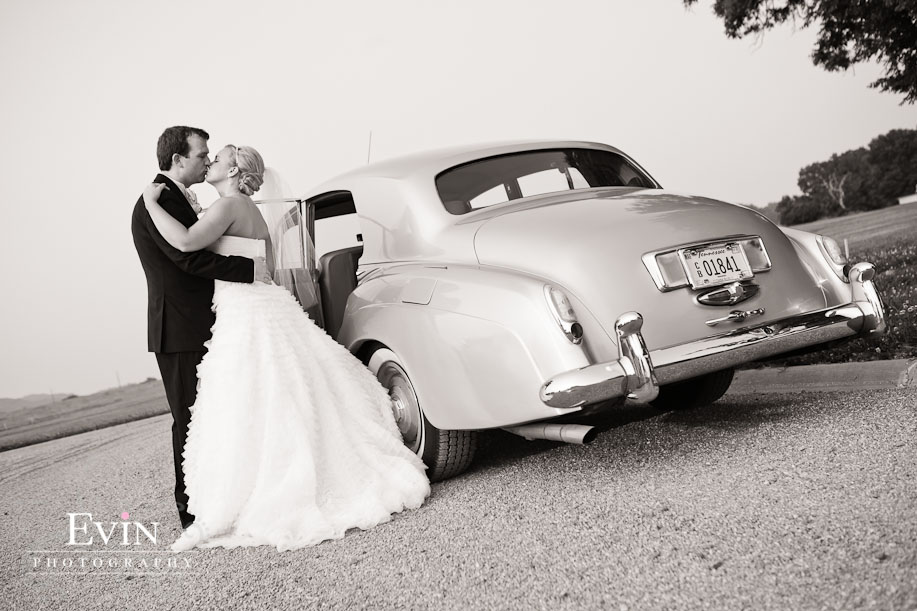 Bride and Groom with Bently Getaway car at Bethany & Jay Alexander's Wedding in Brentwood, TN