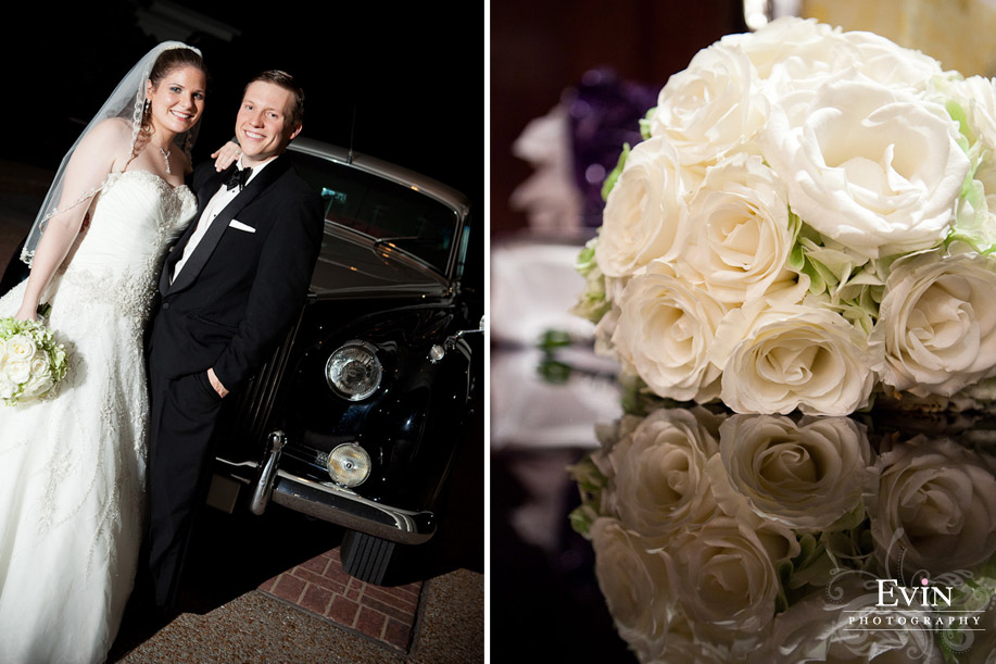 Old timey car photo with bride & groom - Wedding Ceremony and Reception in Brentwood and Nashville, TN