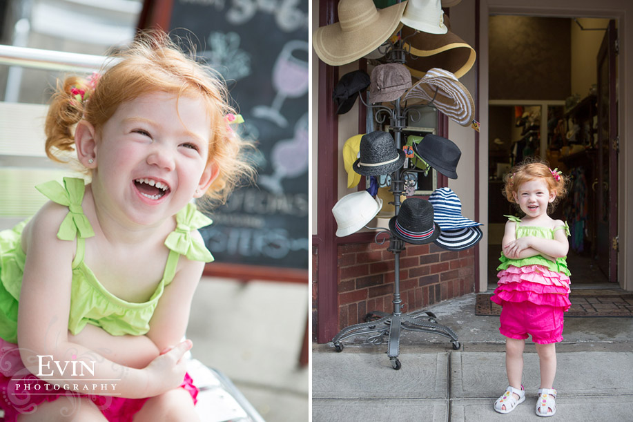 red head child portraits in downtown Franklin tn by nashville portrait photographer Evin Photography