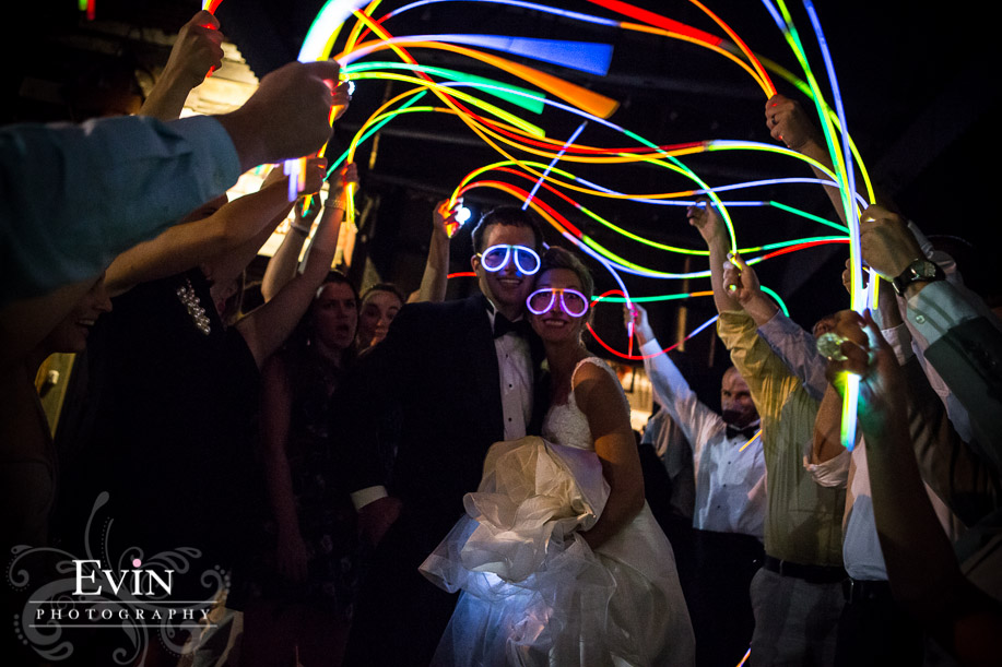 Glow stick exit at Southern Style Franklin Tennessee Wedding by Nashville Wedding Photographer Evin Photography