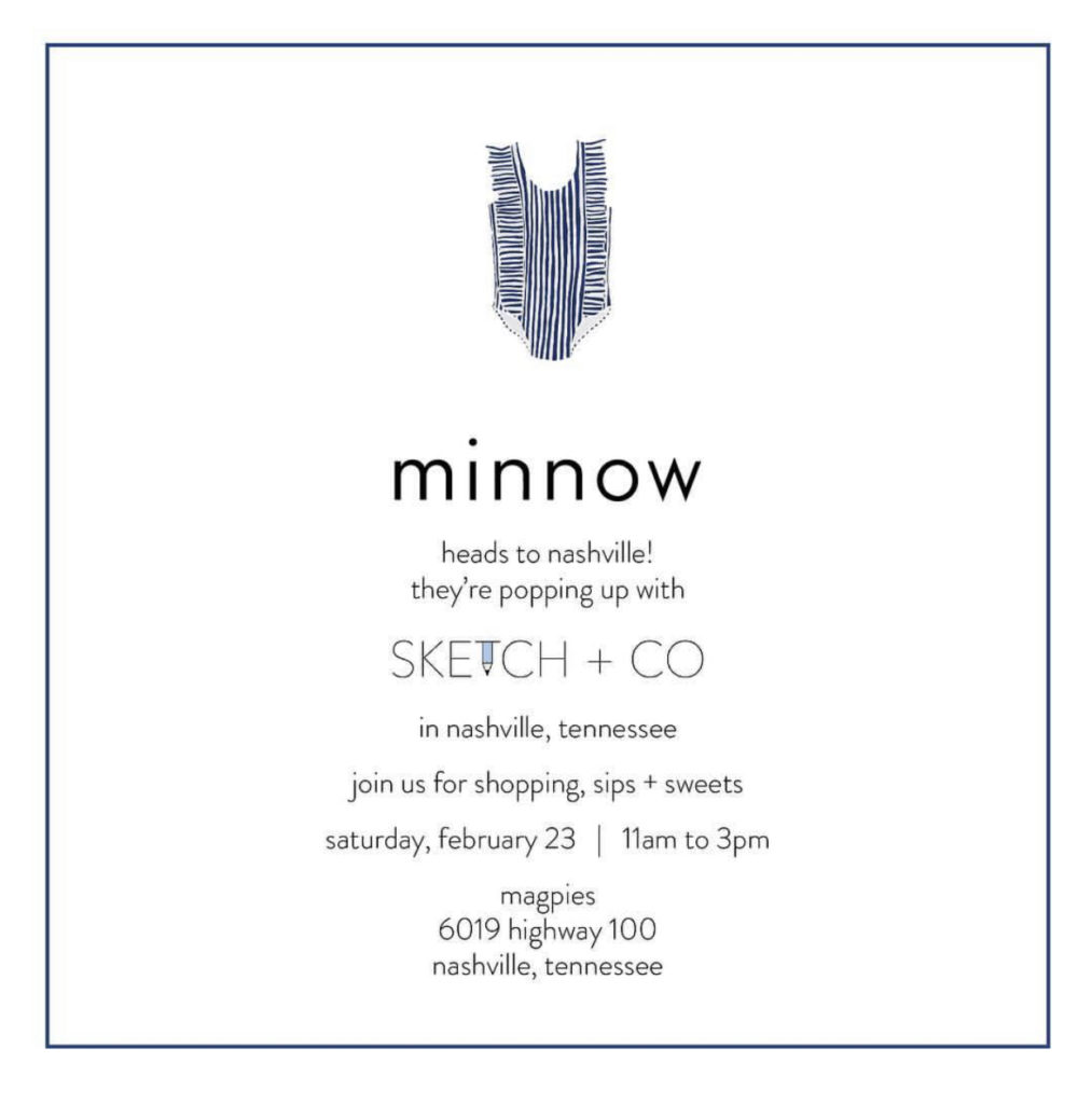 Minnow Swim Children's swimsuits pop up shop with Sketch and Co at Magpies in Nashville, TN
