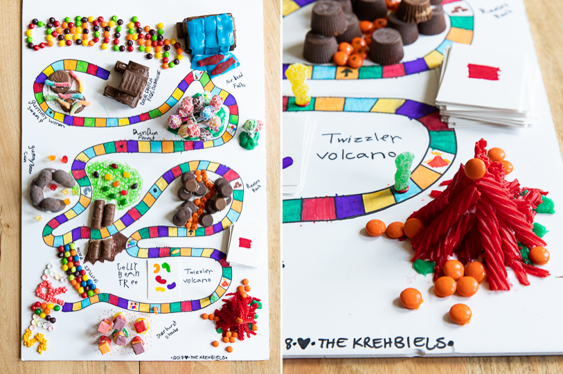 homemade DIY Candyland board game with real candy, created by Evin Krehbiel and photos by Evin Photography